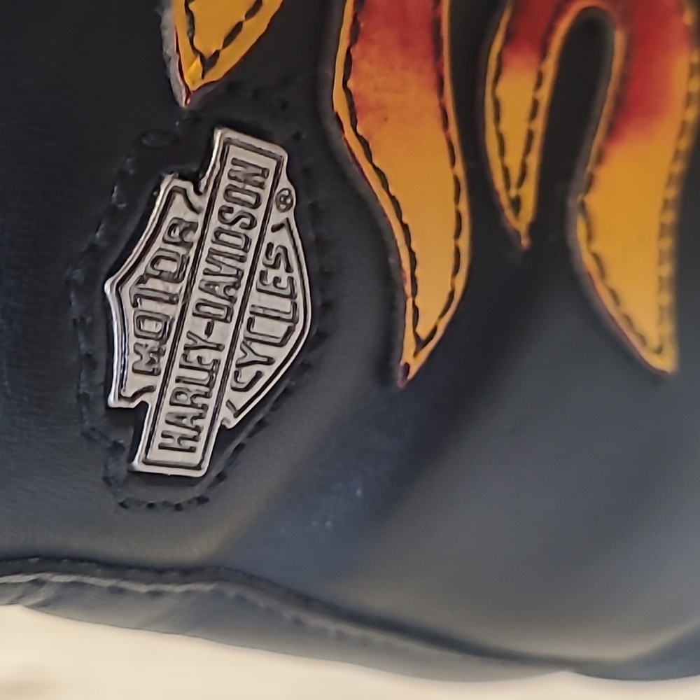 Harley-Davidson Kids Black and Yellow Flame Boots Size 5.5 - Picture 4 of 14